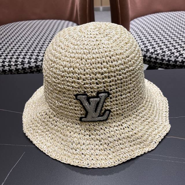 Lv Louis Vuitton imported raffia straw bucket hat is simple yet solemn, low-key