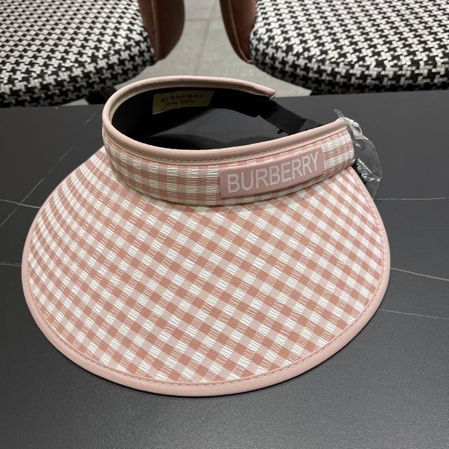 Burberry Large Brim Sun Hat Women's 2025 New Houndstooth Pattern Hollow Top Sun