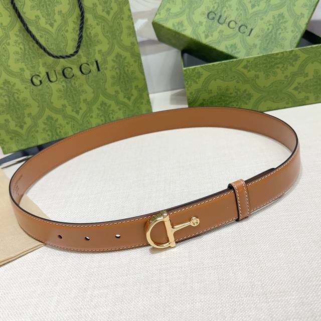 2.5cm Gucci belt, double-sided smooth leather, length: 75, 80, 85, 90, 95, 100 E