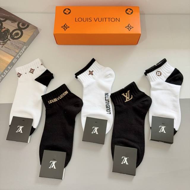comes with packaging, 5 pairs per box Lv Louis Vuitton super popular men's boat