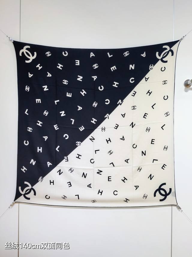 Rcc2555 Double-sided same color 140X140Cm 70% cashmere 30% silk Chanel DDD