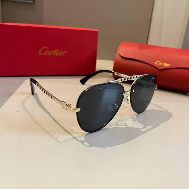 Cartier men's official website one-to-one large-frame sunglasses with high-end a