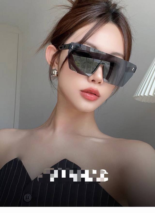 Dio*2025 new sunglasses for women, oversized frame, one-piece frameless, Europea