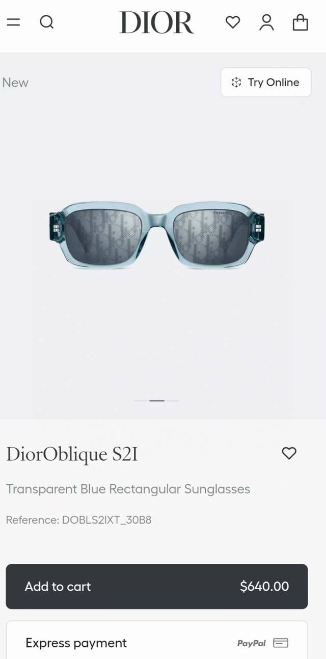 Dior Model: Dioroblique S2I Size: 52 ports 21-145 DDD