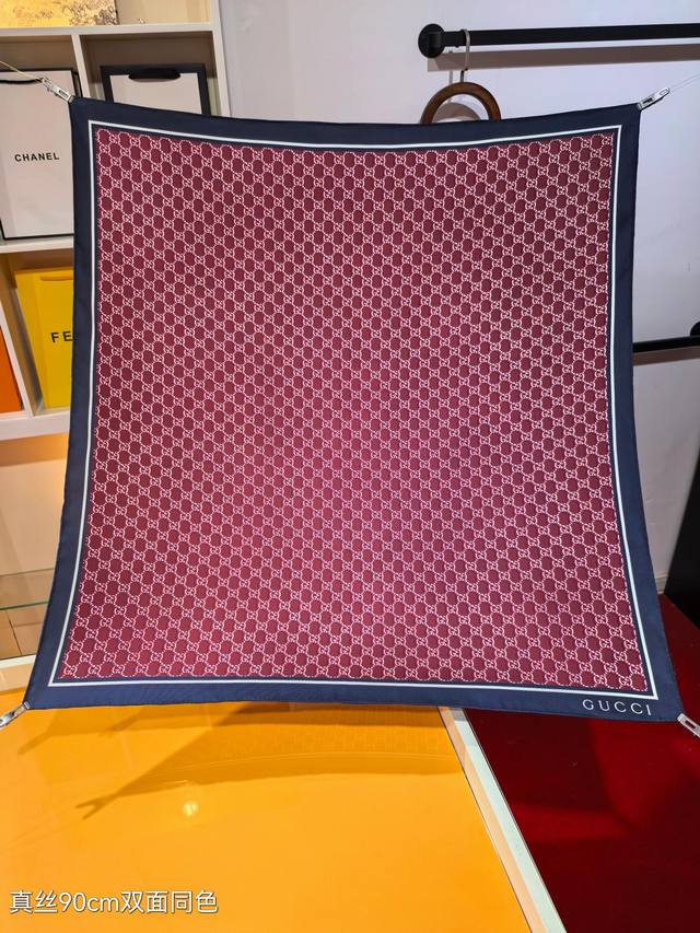 Sgc2501 18 Momme Double-Sided 90X90Cm Twill Silk Gucci All-Over Small G DDD