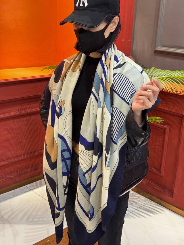 P270 New for Early Fall 2025. Double-sided, same-color silk and wool square scar