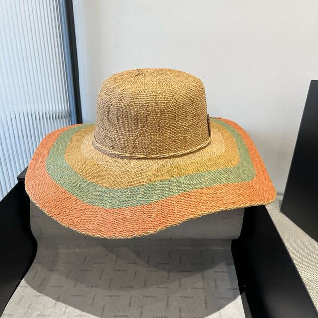 LOEWE new straw hat, hand-crocheted straw hat, large brim straw hat, foldable su