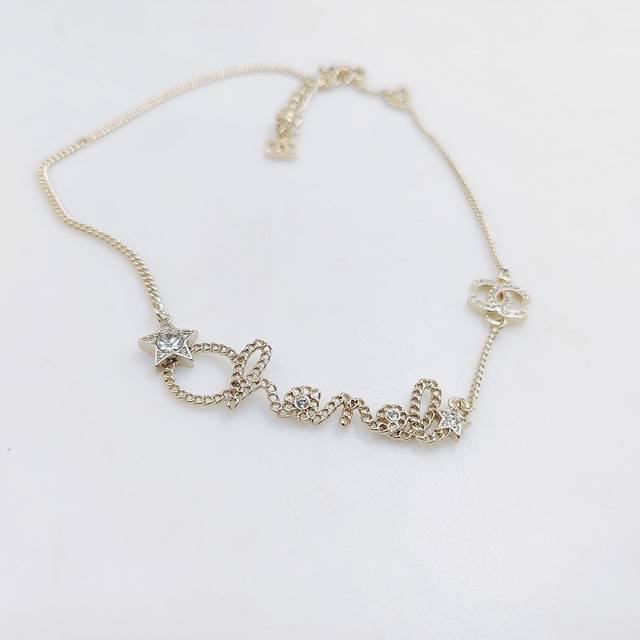 Ch*Nel Latest five-pointed star Ch letter necklace consistent Zp brass material