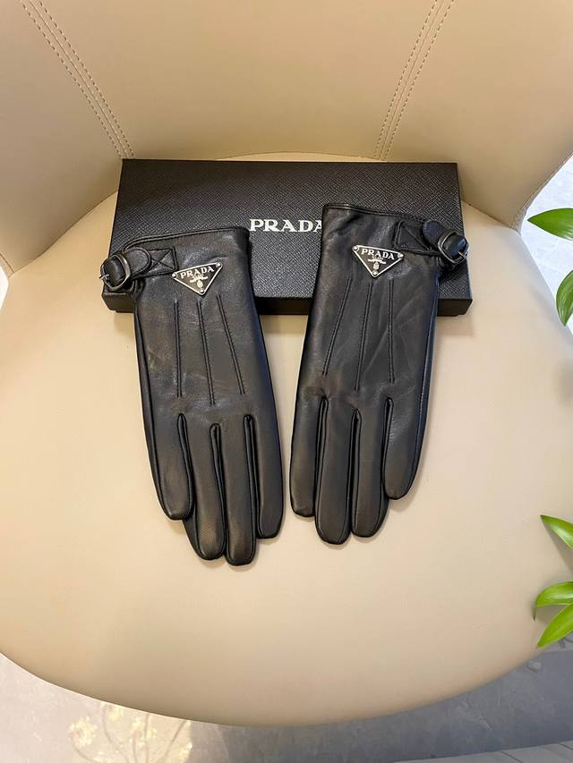 Prada's popular women's leather gloves are made of touch-screen sheepskin import