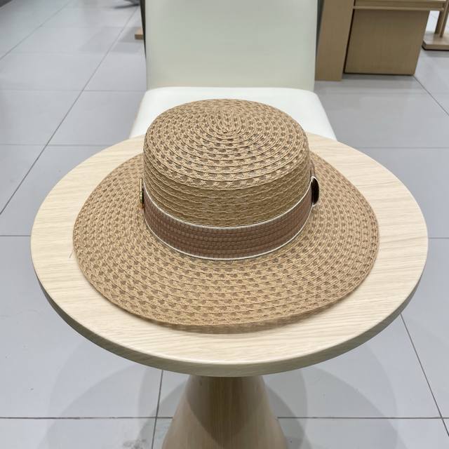 Balenciaga flat top hat, sun visor hollow straw hat, head circumference 57cm DD
