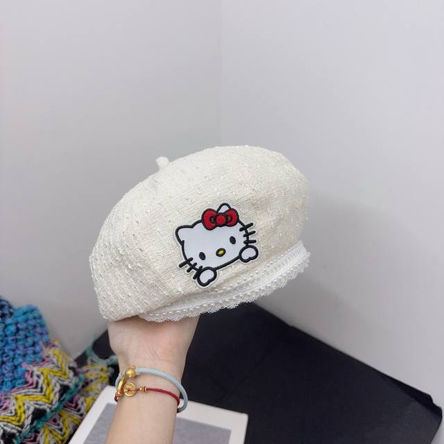 Kitty Autumn and Winter New Beret Sweet Heavy Pearl Custom Edition DDD