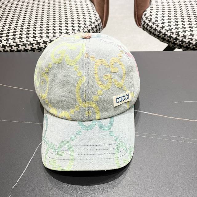 Gucci 2025 original new washed denim baseball cap, very trendy! Casual sports st