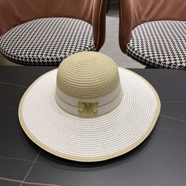 Celine Celine 2025 new wide-brimmed straw hat, a must-have for going out and sup