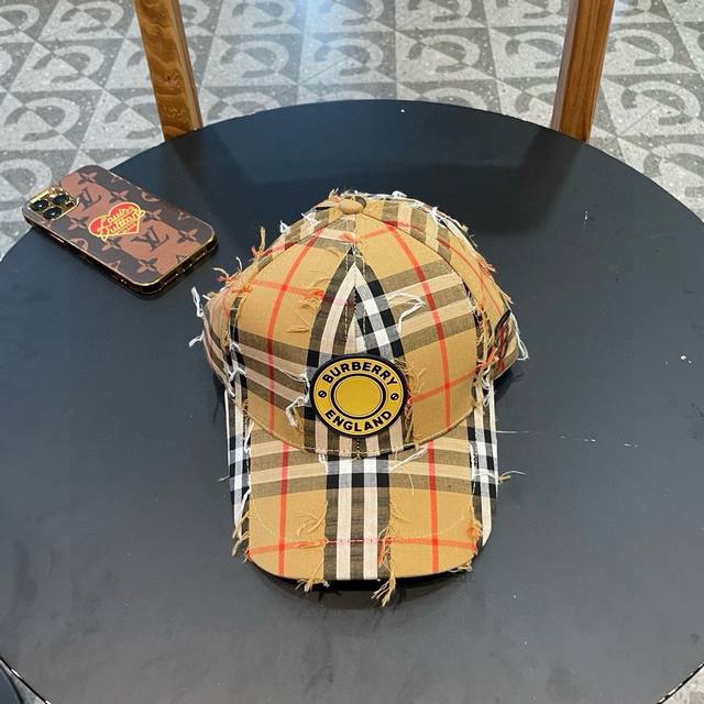 Burberry new original embroidered letter baseball cap counter hot sale pure cott