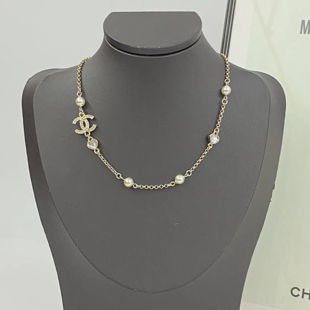 Chanel necklace hot sale new arrival Chan 25 heart rhinestone full diamond doubl