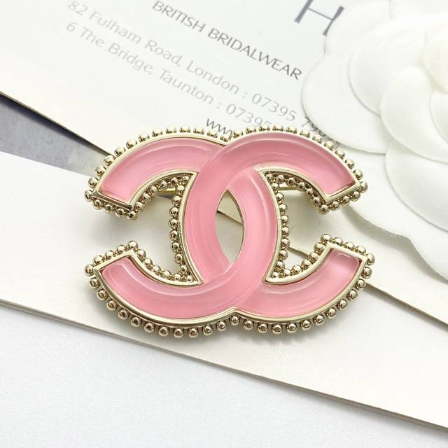 Chanel's hot-selling brooch is back! This Chanel 24 Pink Resin Glass Double C B