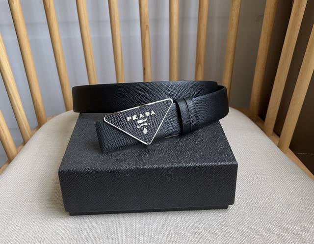 Prada's latest design from the Prada boutique. This buckled belt is part of a ve