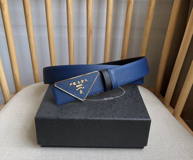 Prada's latest design from the Prada boutique. This buckled belt is part of a ve