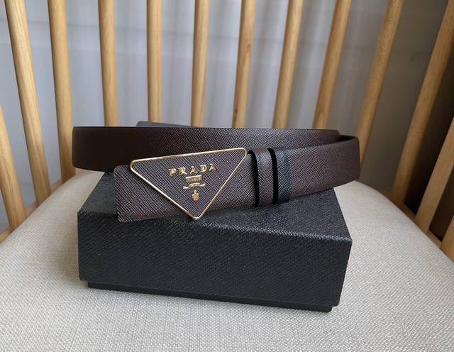 Prada's latest design from the Prada boutique. This buckled belt is part of a ve