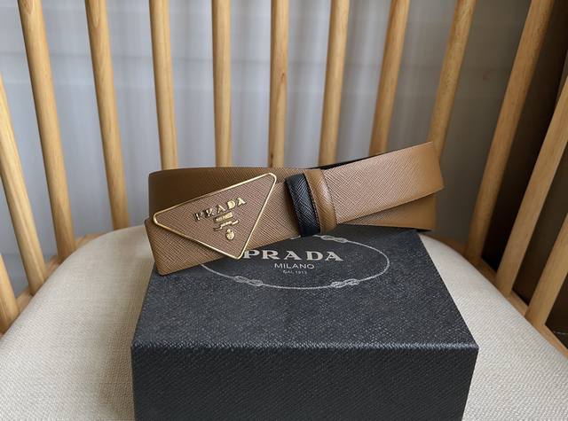 Prada's latest design from the Prada boutique. This buckled belt is part of a ve