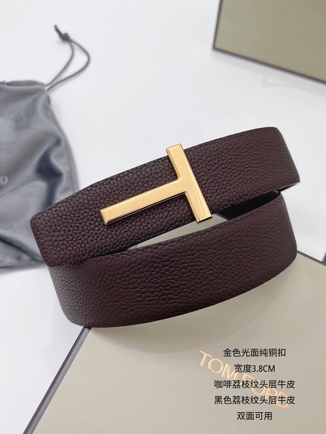Tom Ford original product width 3.8cm Classic lychee grain top layer cowhide, tw