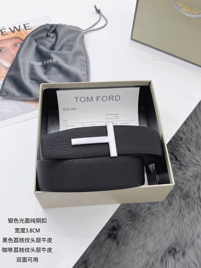 Tom Ford original product width 3.8cm Classic lychee grain top layer cowhide, tw