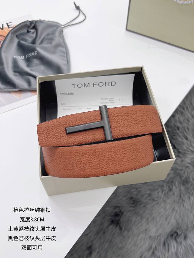 Tom Ford original product width 3.8cm Classic lychee grain top layer cowhide, t