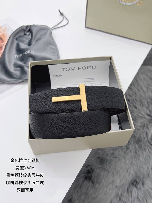 Tom Ford original product width 3.8cm Classic lychee grain top layer cowhide, tw