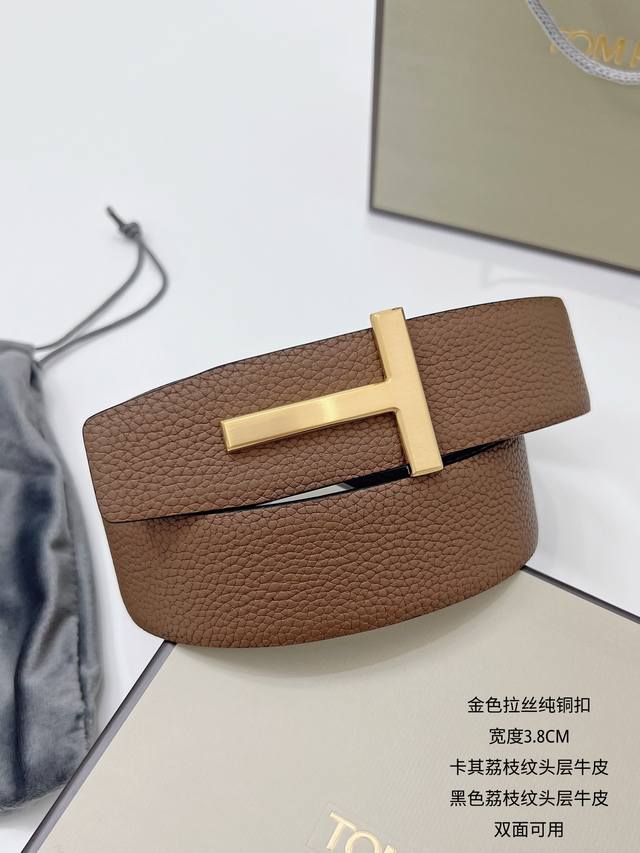 Tom Ford original product width 3.8cm Classic lychee grain top layer cowhide, tw