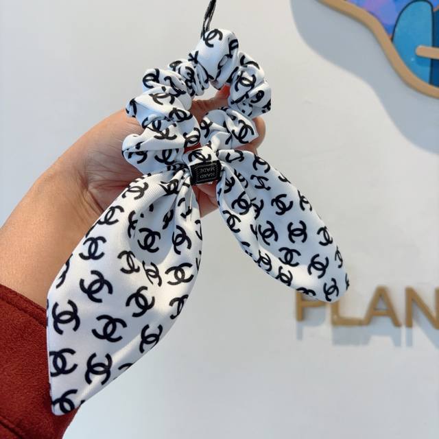 with packaging Chanel letter ribbon ponytail hairband butterfly colon ring, hig