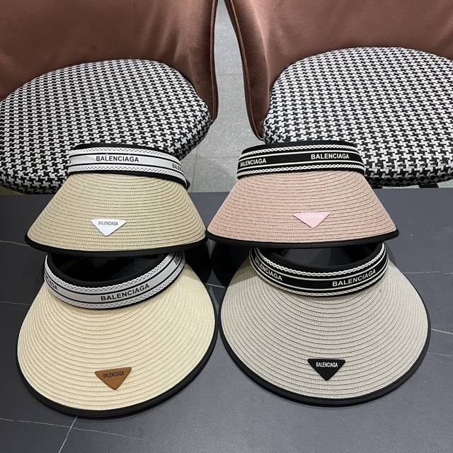 Balenciaga Paris family 2025 new sun hat women's anti-ultraviolet shrinking grid