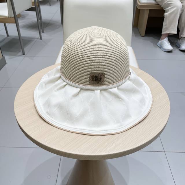 Gucci summer sun protection sun hat all-match large brim hollow travel fashion s