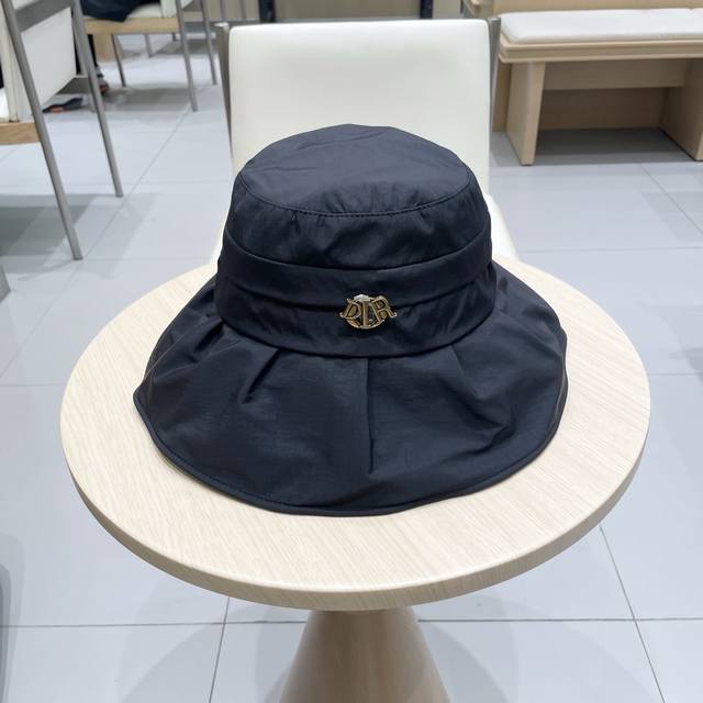 Dior Dior spring and summer fisherman hat women's sun hat large brim bow versati