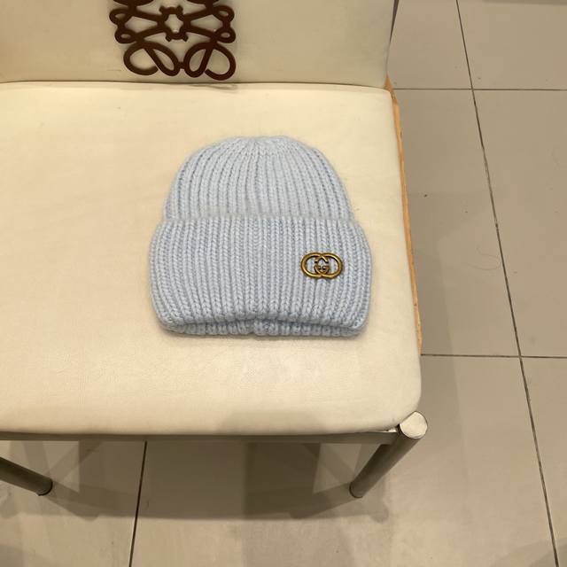 Gucci rabbit fur wool hat women's autumn and winter Korean large head circumfere