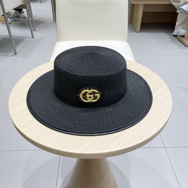 Gucci 2025 new straw hat, socialite style sun hat, travel and street must-have D
