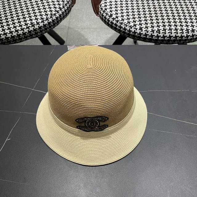 Chanel double-layer bow-decorated straw hat for women, summer sun hat DDD, sun