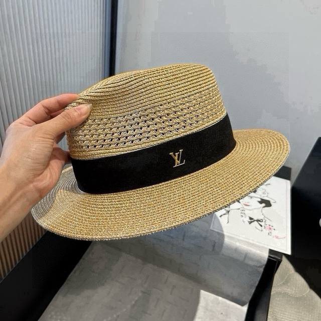 Lv Louis Vuitton new straw hat, Taiwan PP straw hat, high-end custom made. Head