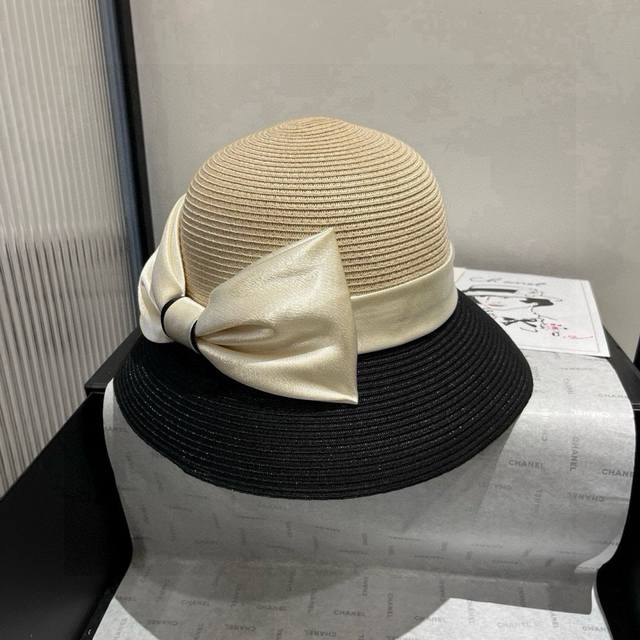 Dior new hat, high-end Pp straw, color matching basin hat, lady style, head circ