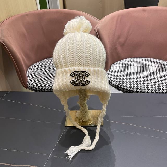 Chanel knitted hat for women autumn and winter new large head circumference war