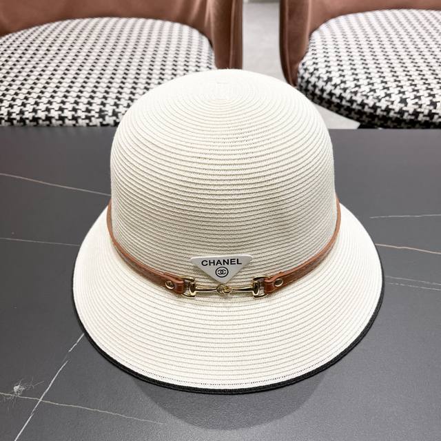 Chanel Japanese sun hat small brim sun visor fisherman hat straw hat women's bu
