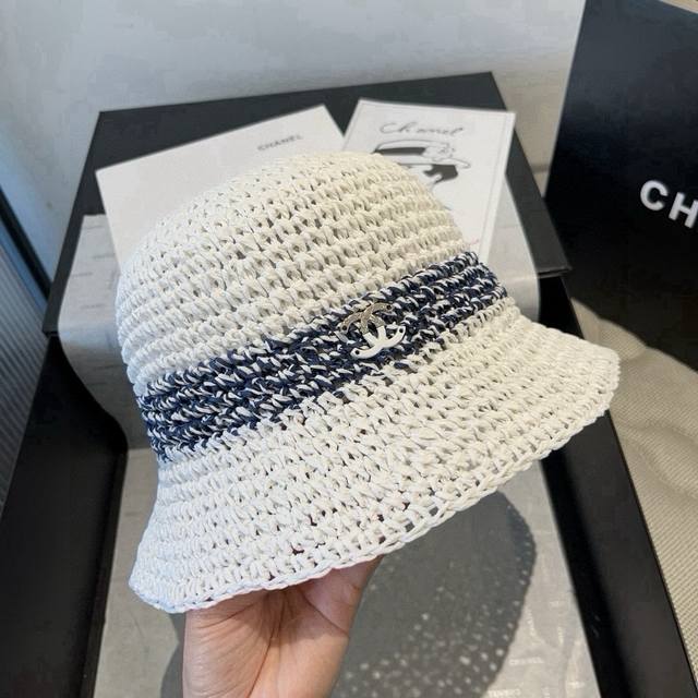 Chanel Paper Straw Sun Hat, Foldable, Head Circumference 57cm DDD