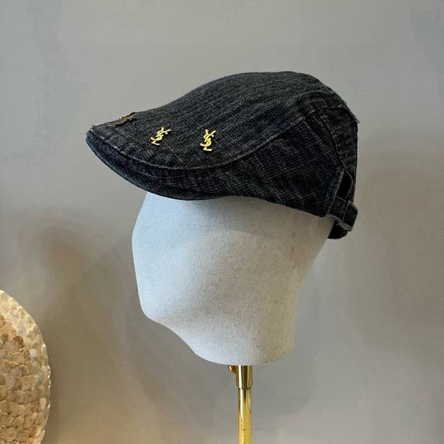 Saint Laurent retro style forward peaked cap, advanced and versatile, head circ