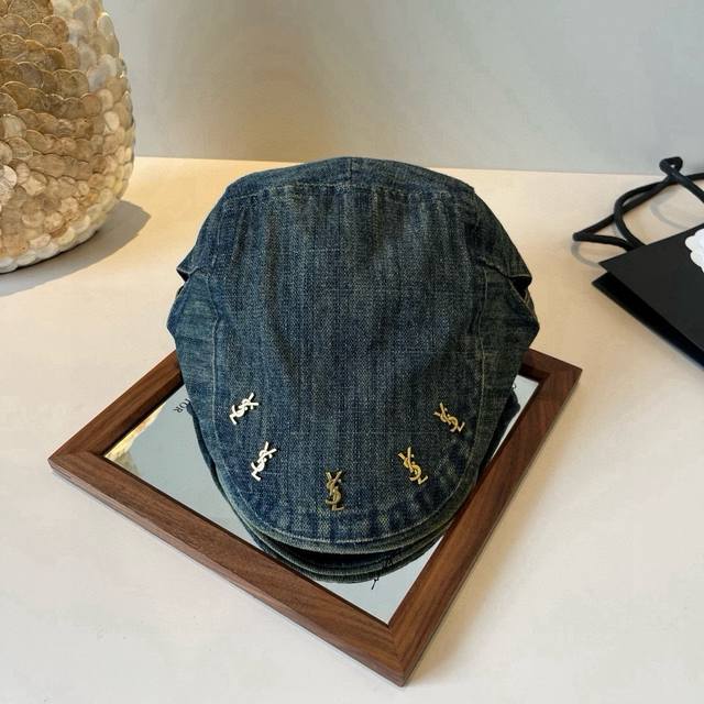 Saint Laurent retro style forward peaked cap, advanced and versatile, head circ