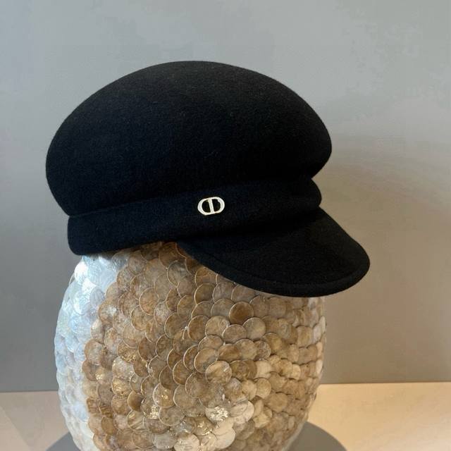 P Black Dior Dior autumn and winter new wool duckbill military cap, 100% wool fa
