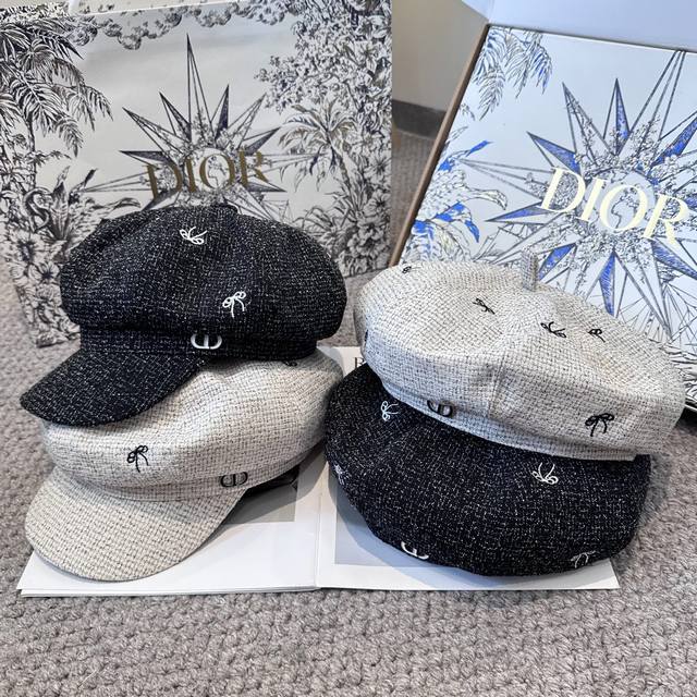 Dior's new octagonal hat with a bow. A high-end, designer-style look! Simple and