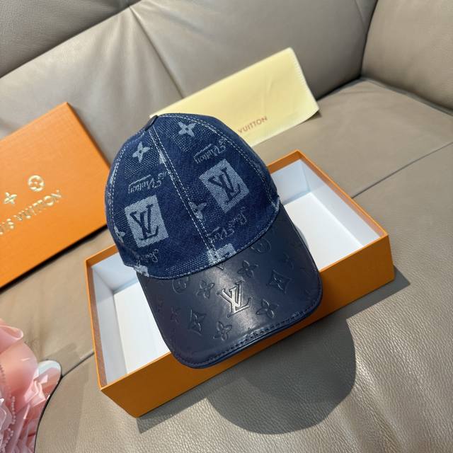 comes with a box bag, Lv Louis Vuitton new original baseball cap, cowhide embos