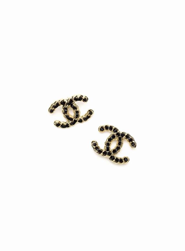 New Chanel Double C Leather Earrings in Black and White, Hot Selling, Purchasin