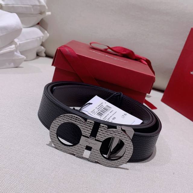 Ferragamo high-end custom men's belt double-sided top-grain cowhide can be used
