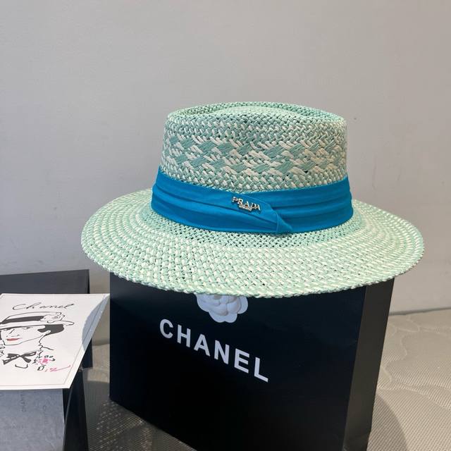 Prada straw sun hat, sun hat, beach hat, head circumference 57cm DDD