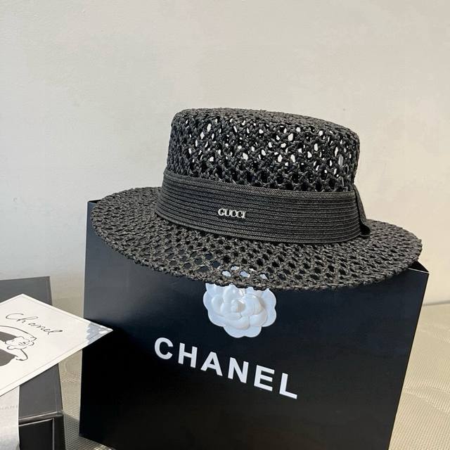 Gucci flat top hat, hollow sun hat, small hat, head circumference 57cm DDD